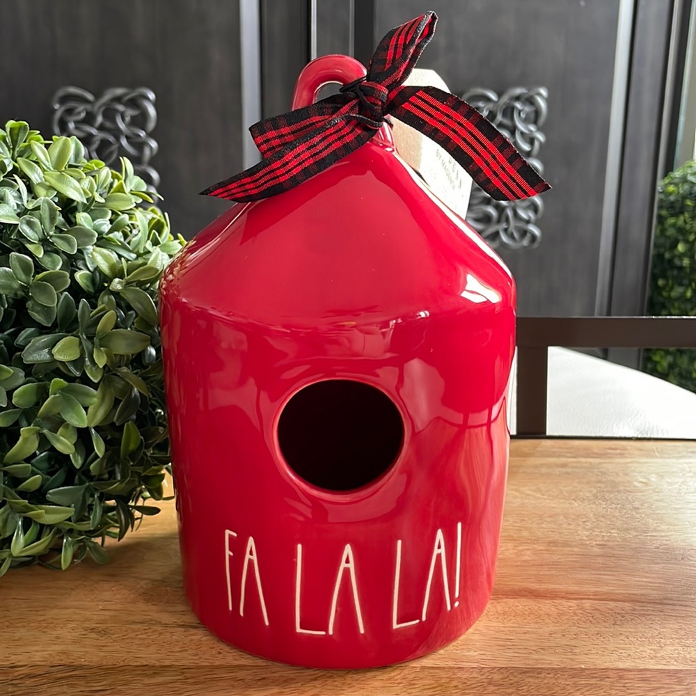 Rae Dunn Round Red FA LA LA! Birdhouse